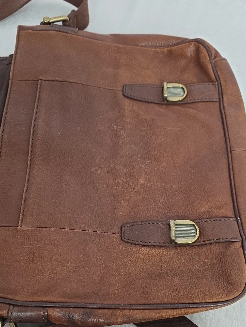 Fossil Brown Leather Messenger Crossbody Bag Distressed Vintage Style